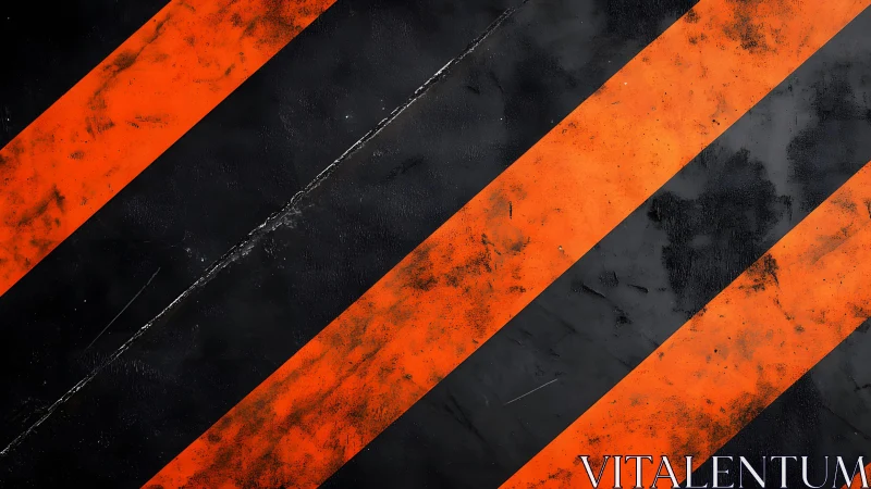 Diagonal Black and Orange Hazard Stripes Textured Background.