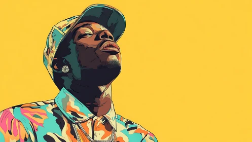 Bold vector portrait of man in patterned streetwear.