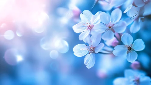 Delicate Blue Flowers with Soft Bokeh Background.