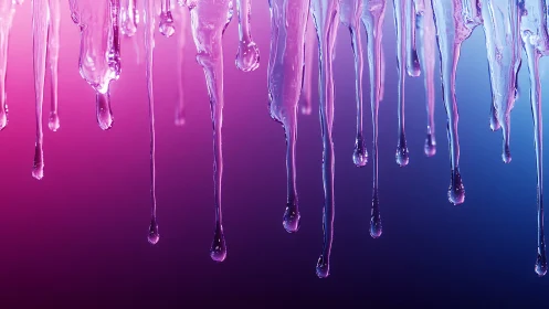 Translucent drips fall against vibrant pink blue gradient