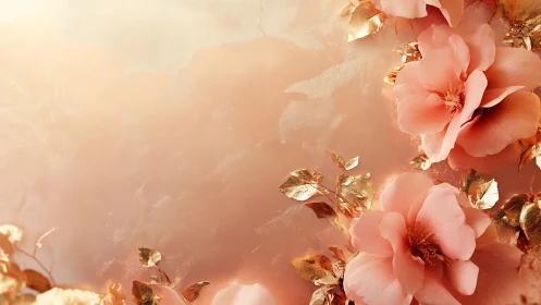 Peachy Blooms with Golden Shimmer.
