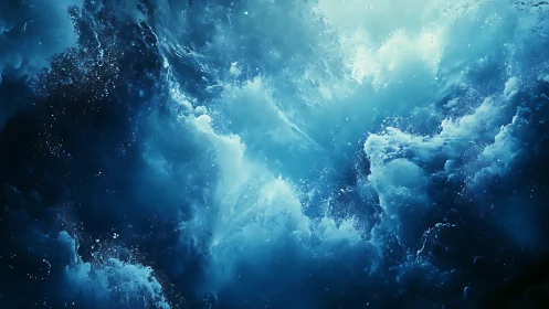 Oceanic vortex surges through luminous blue turbulence.