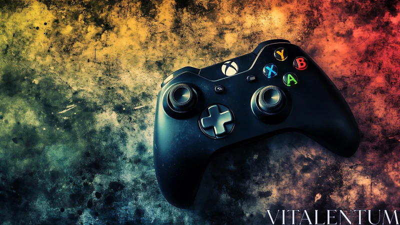 Xbox Controller Against Vibrant Textured Backdrop.