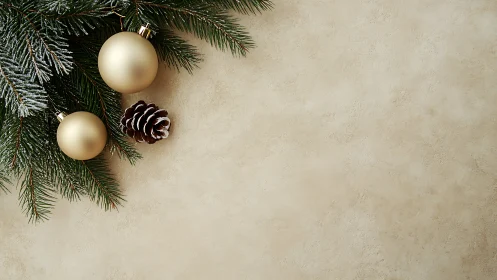 Golden baubles linger quietly in a hushed winter corner