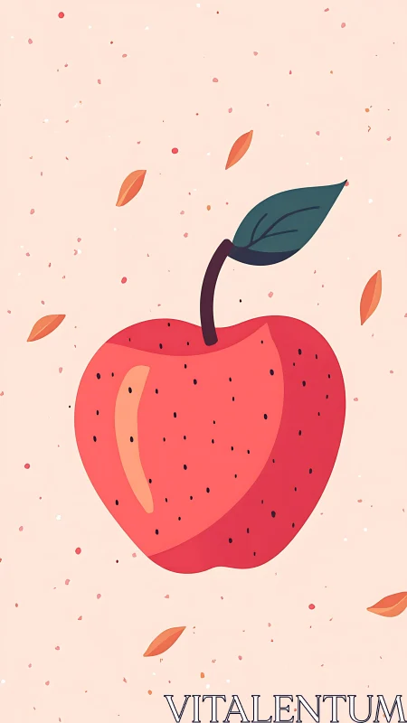 Playful red apple illustration with gentle autumn charm.