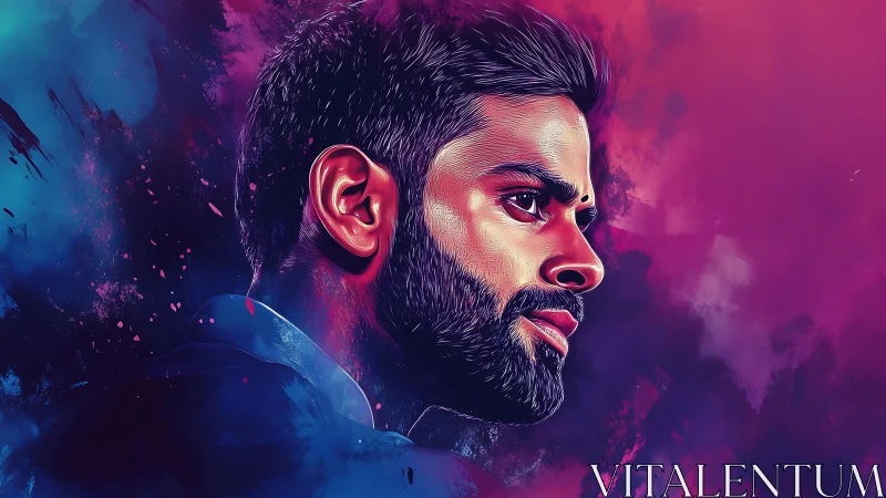 Electric neon male portrait in vivid gradient haze.