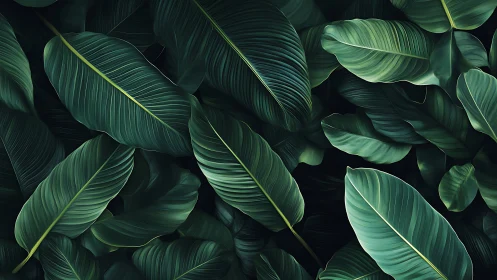 Lush tropical leaf pattern in layered digital painting style.