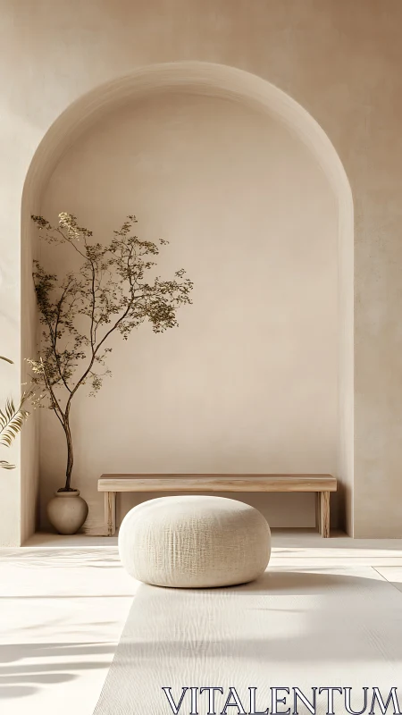 Minimalist sunlit alcove invites calm with soft neutral tones