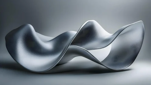 Abstract metallic sculpture with smooth curves in minimalist style.
