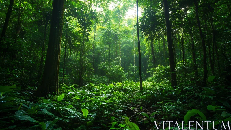 Dense Rainforest Canopy with Layered Vegetation Structure.