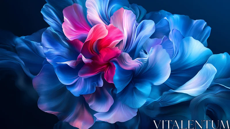 Neon Bloom Unfolding: A Cyberpetal Reverie in Blue and Magenta.