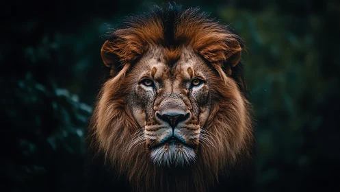 Midnight-maned jungle monarch staring down the world.