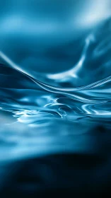 Glossy blue liquid surface forms smooth undulating waves