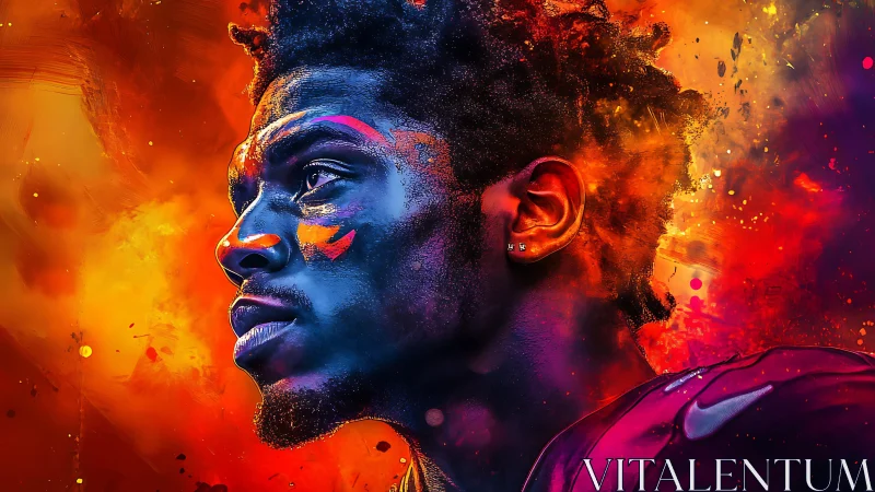 Profile portrait of digital athlete in vivid neon colors