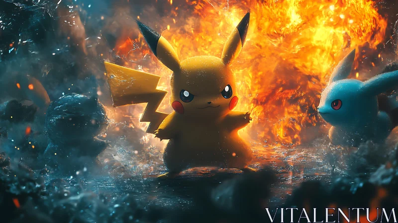 Pikachu Unleashes Explosive Power in Epic Battle Scene.