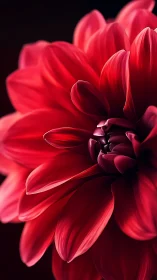 Close-up photograph of red dahlia flower petals against dark background