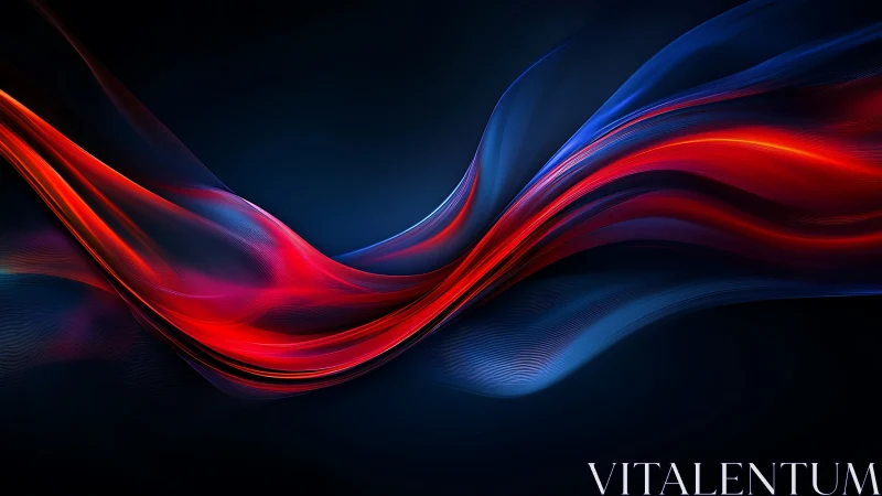 Red and blue light waves forming abstract fluid ribbon flow.