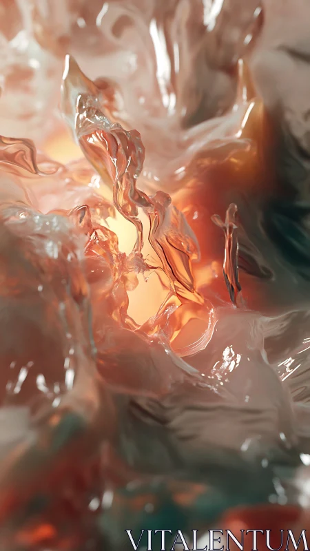 Translucent abstract fluid shapes around soft inner glow.