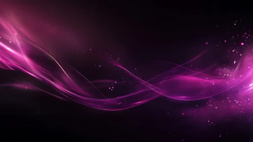 Vibrant magenta light waves on deep black space background.