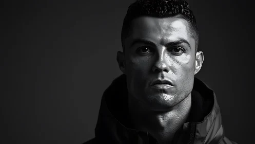 Monochrome male portrait in dramatic side lighting.