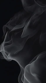 Ethereal smoke ribbons twisting through deep black void.