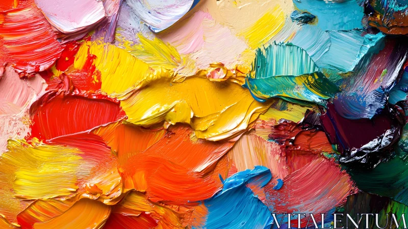 Vibrant abstract oil paint texture with bold colorful strokes.