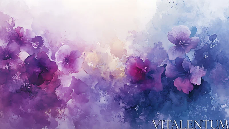 Floral Watercolor Gradient: Organic Blooms in Chromatic Dissolution.