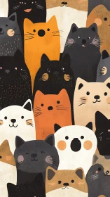 Geometric Feline Assemblage: Chromatic Cat Composition Study.