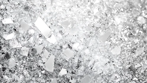 Glistening shards of broken glass sparkle in bright light