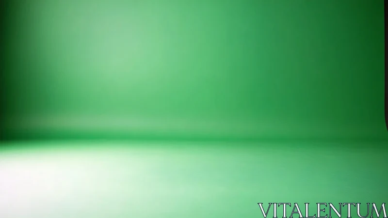 Empty green chroma key studio cyc wall forms smooth backdrop