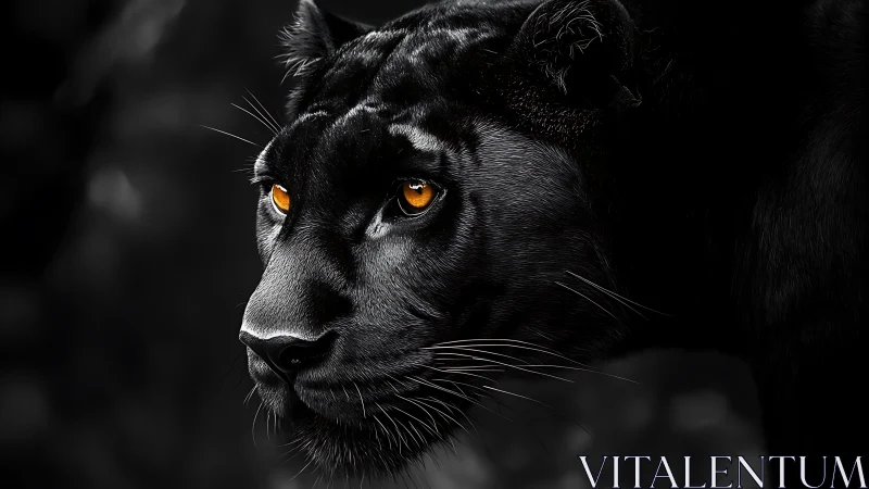 Black Panther Portrait with Amber Ocular Luminescence.