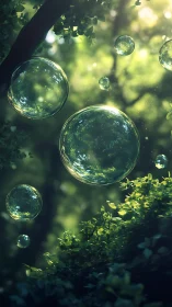 Volumetric forest bubbles with refractive caustic rendering.