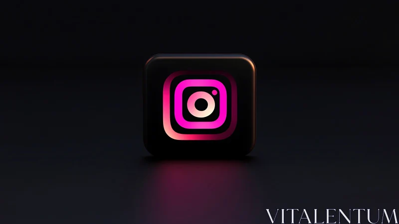Instagram Logo with Neon Glow Effect on Dark Background.