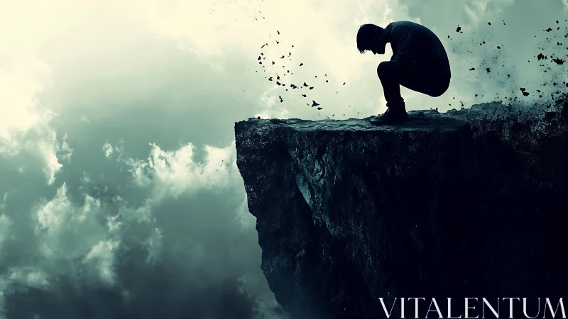 Quiet storm of thoughts on the crumbling cliff edge.