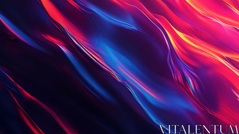 Chromatic fluid waveforms with neon magenta and cyan gradients