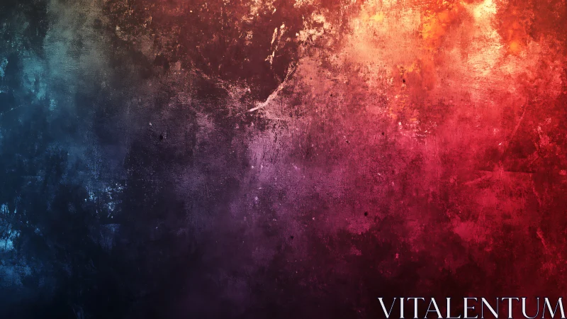 Textured gradient wall shows blue to red light transition