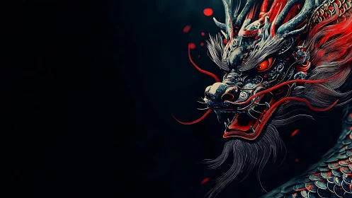 Digital rendering shows detailed dragon head on dark field