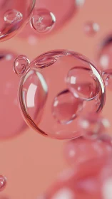 Translucent pink bubbles drift across a soft coral haze.