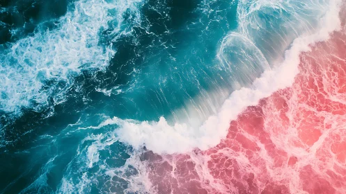 Dual-tone aerial surf collision with cyan and magenta gradients