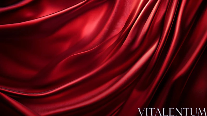 Red satin fabric folds form flowing abstract surface
