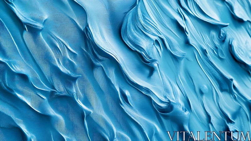 Cerulean impasto waves sculpted in sweeping textured ridges.