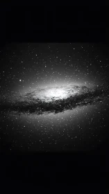 Monochrome spiral galaxy rendered as high-contrast deep-space study