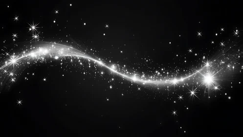 Sweeping silver starlight curls gently across the night sky