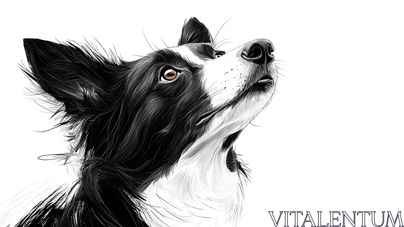 Border collie portrait in crisp monochrome vector style.