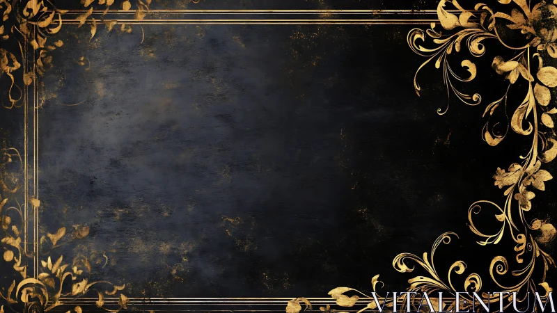 Ornate gold filigree frame borders textured dark grunge panel