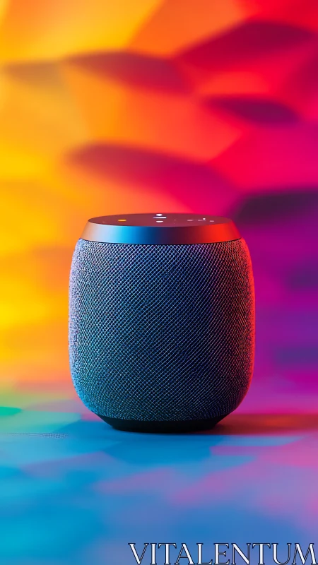 Smart Speaker Against Gradient Neon Background.