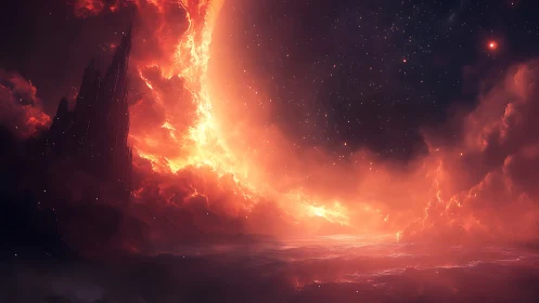 Catastrophic Celestial Event: Burning Atmosphere Collision.