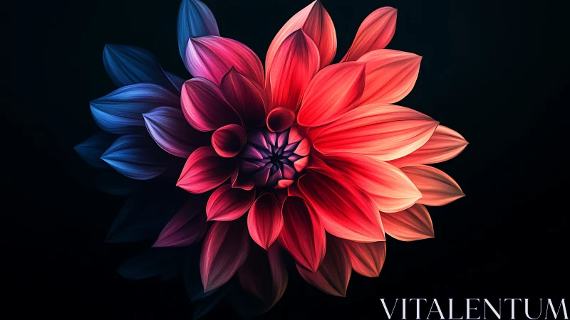 Luminous Dahlia Bloom. Vibrant Gradient Study.
