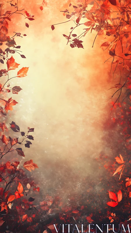 Digital autumn foliage frame with atmospheric gradient field.
