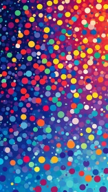 Multicolored circular dots on gradient blue background.